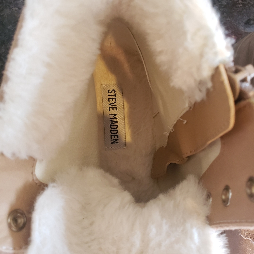 Steve Madden Maximo Faux Fur Suede Platform Combat Ankle Boots Size 7 - Picture 8 of 11